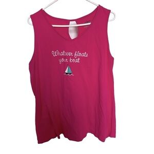 Catherines Womens Whatever Floats Your Boat Graphic Sleep Top Sleeve Pink 18/20W